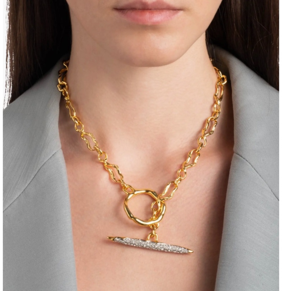 Alexis Bittar Solanales Crystal Toggle Pendant Necklace NWOT